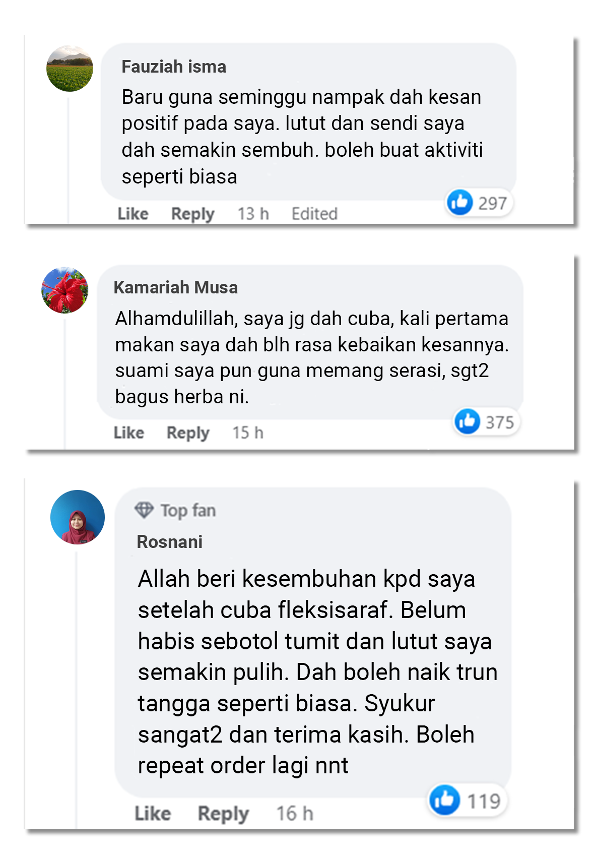 Apa kata pengguna Fleksisaraf di Facebook
